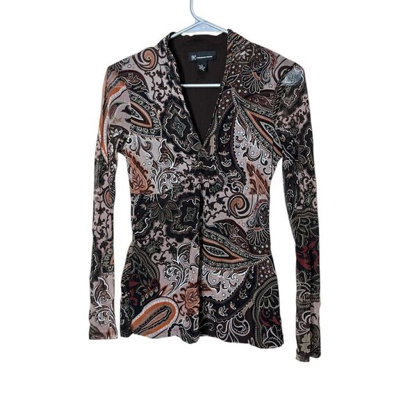 Vintage‎ INC International Concepts Y2K Long Sleeve Paisley Top Size S - Picture 1 of 8